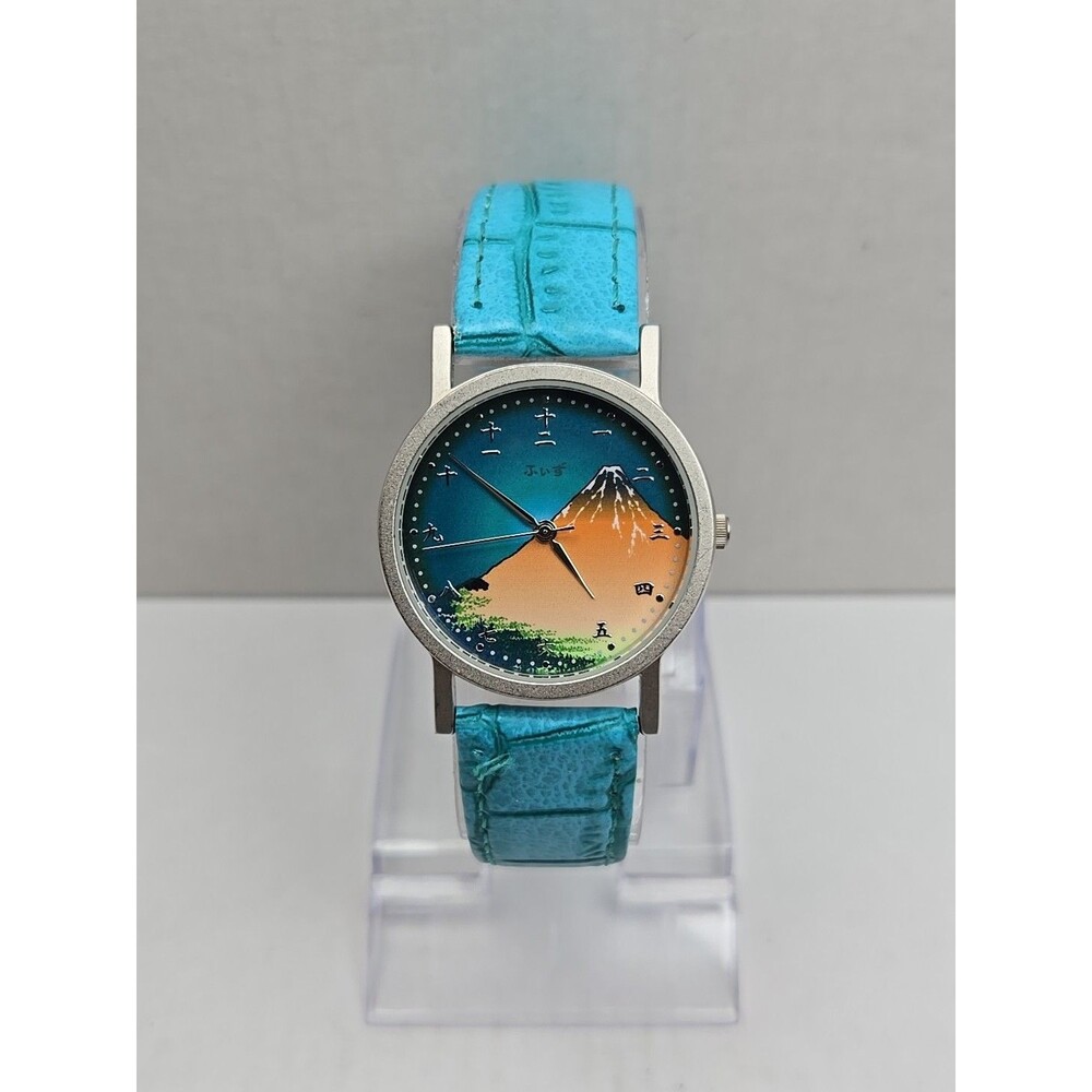 J Axis Modern Timepiece Mt Fuji Ukiyo E Art Dial Analog Quartz Watch New Battery